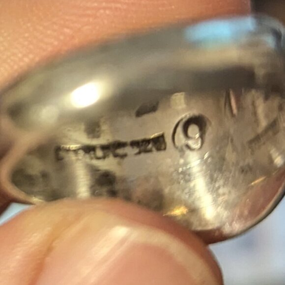 Vintage Sterling Silver Enamel Eastern Star 6 Point 925 Size 9 Dome Boho Stamped - Picture 4 of 9